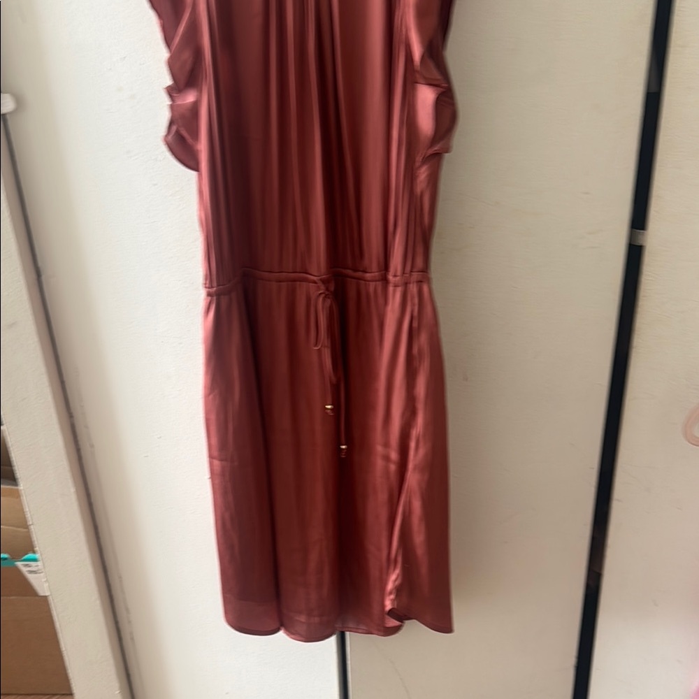 Brown Flutter Sleeve Midi Dress for Weddings